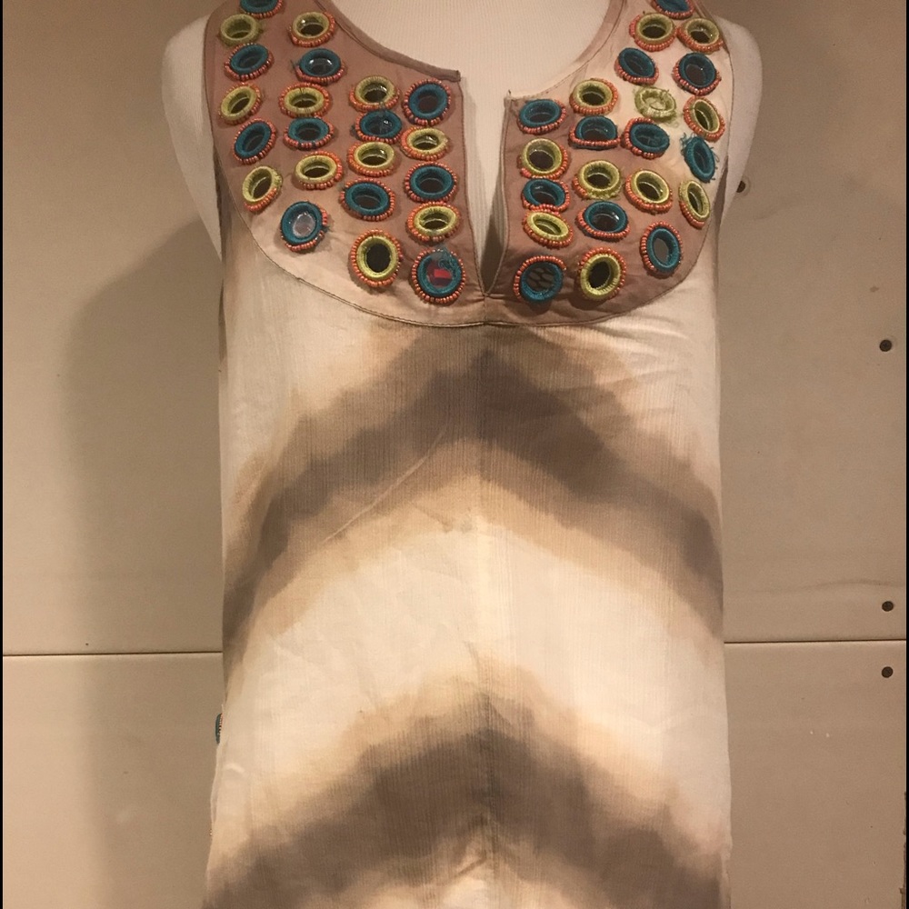 Calypso St. Barth Brown Sleeveless Tunic Sz S